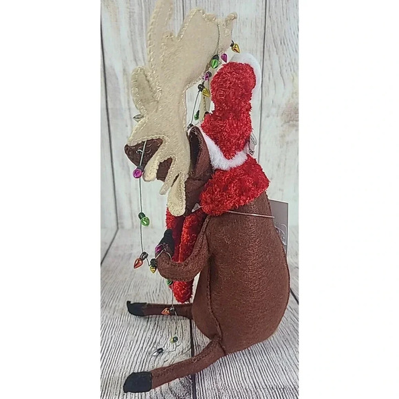 Annalee Dolls Felt Cozy Christmas Moose Reindeer Brown Red 8" 2012 New - Picture 5 of 10